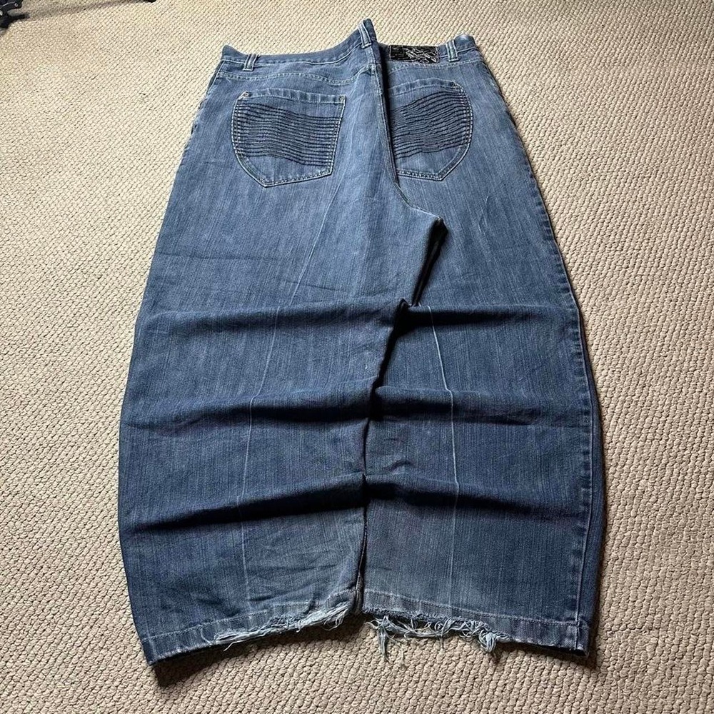 Y2K Vintage 2000s skater Grunge Southpole super baggy Embroidered jeans size 48